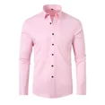 thumbnail image 5 of Camisa de manga larga antiarrugas y resistente al calor para hombre, de color liso, con cuello cuadrado, para uso informal de negocios, con cuatro lados cruzados, 5 of 5