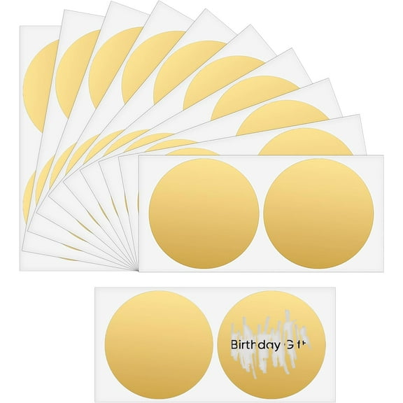 50 Pcs Scratch Off Sticker Labels, 2 Inches Round Self Adhesive Scratch Off Cards Gold Scratch Off Stickers for DIY Reward Raffle Card Creating
