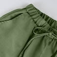 thumbnail image 6 of RPVATI Womens Linen Pants High Waisted Casual Ruffle Drawstring Cropped Wide Leg Capri Pants Summer Petite Elastic Waist Beach Vacation Palazzo Pants Stretch Trousers with Pockets Army Green M, 6 of 8