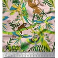 thumbnail image 1 of Soimoi Tissu en Voile de Coton Branches, Perroquet & Léopard Imprimé Jungle 1 Yard 56 Pouces de Large, 1 of 1