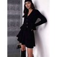 thumbnail image 6 of Women'S Two-Piece Knit Set Long Sleeve V-Neck Sweater with Ruffle Hem Mini Skirt Loungewear, 6 of 7