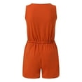 thumbnail image 5 of vigerkar Tshirt Rompers for Women 2025 Summer Casual Shorts Jumpsuit Plain Scoop Neck Button Down Sleeveless Tank Top Rompers Orange, XXL, 5 of 5
