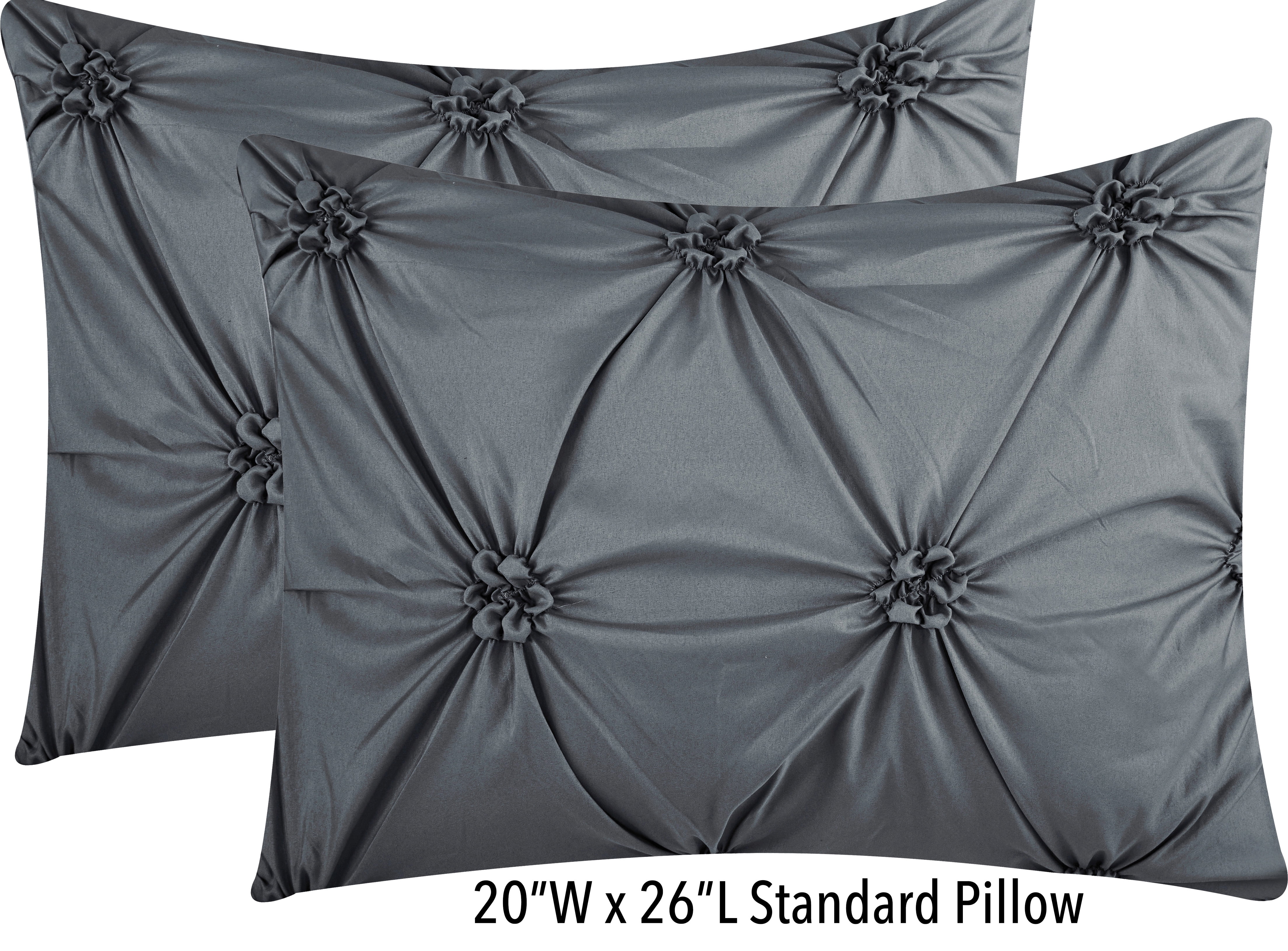 Lanco Grey King Comforter Set Pinched Pleated Bedding Set for Girls 7 Pieces Luxury Bedroom Decor, Matching Bed Skirt, Pillow Shams & Decorative Pillows…