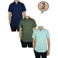 thumbnail image 2 of 3-Pack Men's Short Sleeve Solid Dress Shirts (S-5XL), 2 of 7