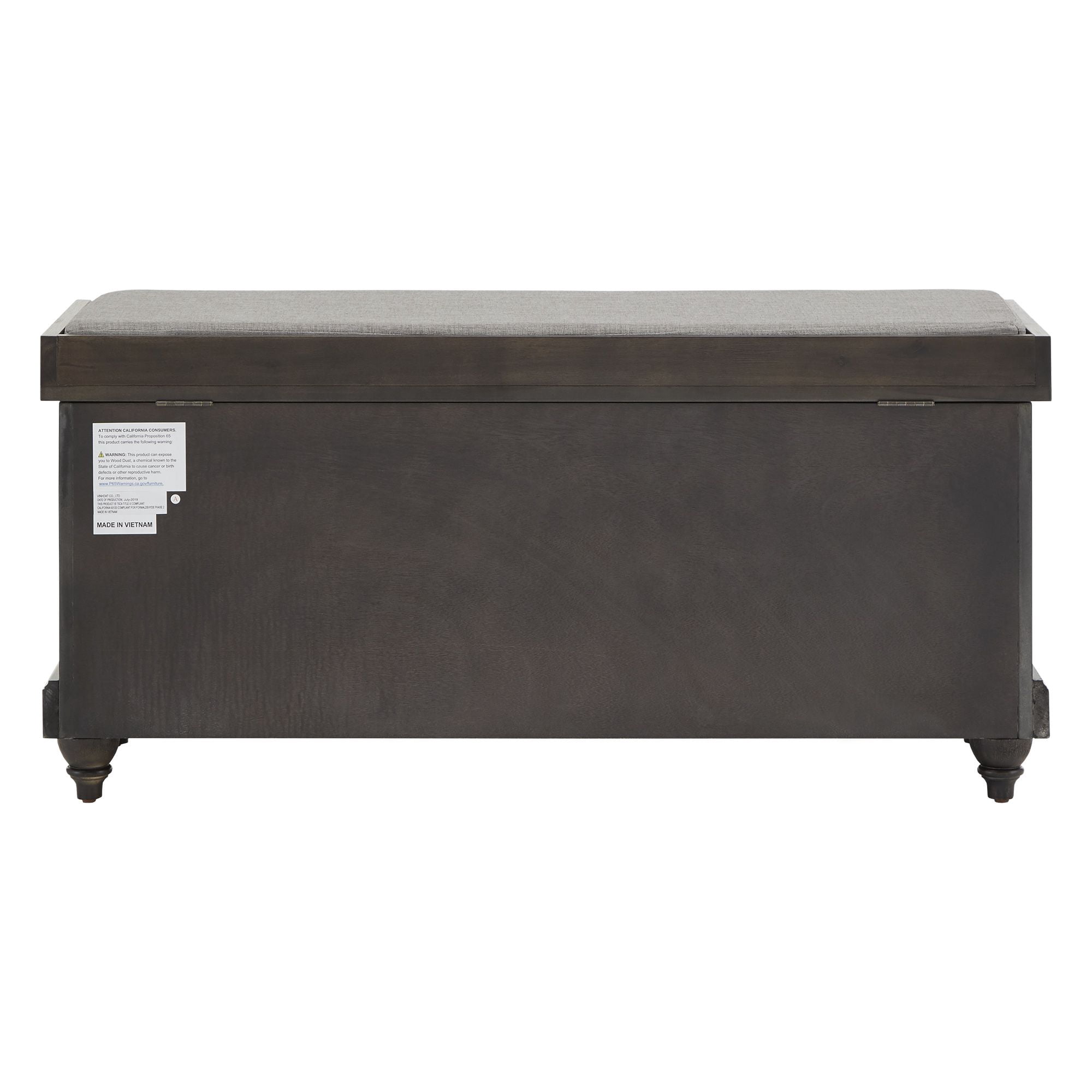 Weston Home Marin Storage Bench with Linen Seat Cushion, Antique Black Finish