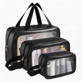 thumbnail image 1 of Bolsa de cosméticos transparente, juego de 3 piezas de capacidad súper grande PVC impermeable, puede llevar bolsas de cosméticos (negro), 1 of 4