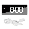 thumbnail image 1 of Multifuncional USB Carga Música Digital Snooze Despertador Retroiluminación Espejo Pantalla Blanco, 1 of 8