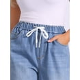 thumbnail image 5 of DARING DIVA Women's Trendy Elastic Waist Wide Legs Drawstring Jeans 2XL Light Blue, 5 of 6
