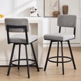 thumbnail image 2 of Zesthouse 26.6" Swivel Bar Stools Set of 2, Modern Counter Height Stools with Solid Back & Metal Base, Linen Upholstered Barstools for Kitchen Island, Gray, 2 of 10