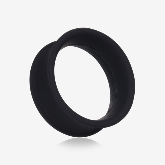 A Pair of Ultra Flexible Flat Black Silicone Double Flared Tunnel Plug