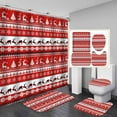 thumbnail image 1 of Juego de 4 cortinas de ducha navideñas, diseño de renos, alces, ciervos, árboles de Navidad, copos de nieve, rayas rojas y blancas, decoración de baño para vacaciones de invierno y Año Nuevo, cortina, 1 of 7