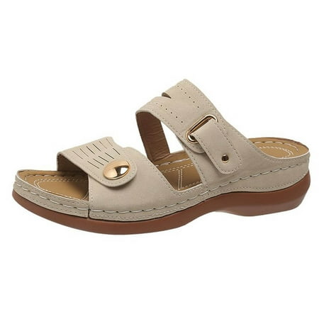 

Sandals Women Beach Vacation Casual Sandals Fashionable Solid Color Casual Flat Sandals