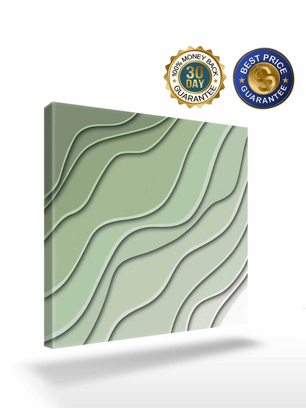 Sage Green Canvas Wall Art, Ombre Stripes Geometric Color Gradient Framed Wall Decor Modern Artwork Prints Painting for Living Room, Bedroom, Kitchen & Cafe Decor 16x16 Inch