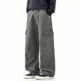 thumbnail image 2 of FRSASU Wide Leg Cargo Pants for Men Stretch Cotton Loose Versatile Athletic Hiking Pants with Pockets Army Green, 2 of 7