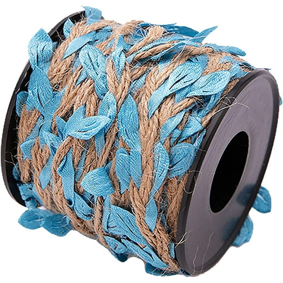 33 feet Natural Twine Blue Leaf Jute 3ply 2MM Rope Hemp Burlap Ribbon String Heavy Duty Hanging Gardening Decoration or for Arts and Crafts