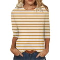 thumbnail image 3 of Eryao Flash DealsStriped Shirt Women 3/4 Sleeve Crew Neck Tee Shirts Summer Casual Color Block Tops,Yellow,XXL, 3 of 4