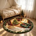 thumbnail image 5 of 3D Optical Illusion Christmas Round Rug, Non-Slip Washable Carpet with Christmas Tree Living Room Print for Living Room, Bedroom and Entryway Holiday Decor, 19.69 Inch, 5 of 8