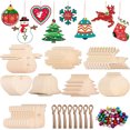 thumbnail image 3 of Adornos de madera Mini tema navideño Rebanadas de madera natural Rebanadas decorativas de madera recortadas para adornos de árboles de Navidad Colgantes Artesanía de bricolaje Decoraciones navideñas kaili Sencillez, 3 of 5