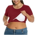 thumbnail image 2 of Timegard Summer Tops for Women U Neck Plus Size Short Sleeve Comfy Fitting Tee with Built in Bras, 2 of 7