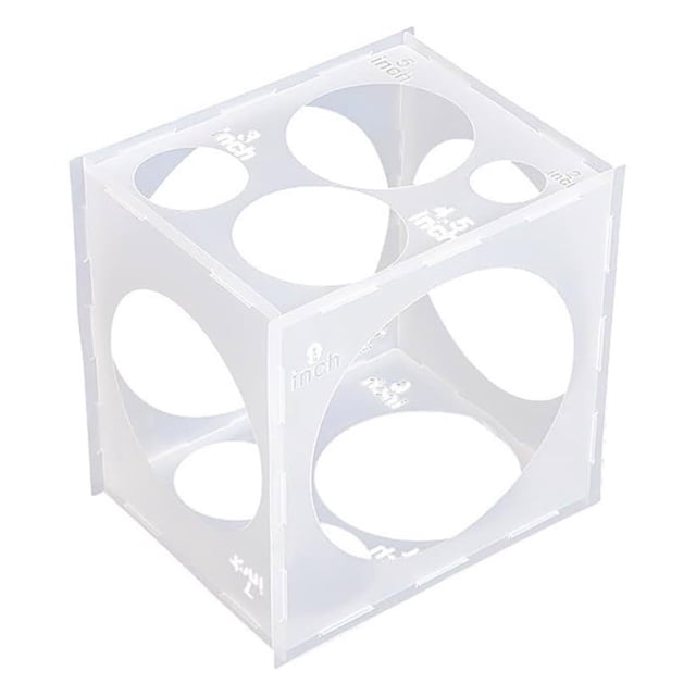 Caja medidora de globos de plástico plegable, fácil de medir, con 11 orificios para globos de 2 a 10 pulgadas, herramienta precisa para medir globos.