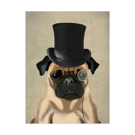 Trademark Fine Art 'Pug, Formal Hound And Hat' Canvas Art by Fab Funky