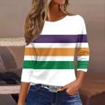 thumbnail image 2 of JGNGSHN Mardi Gras Tees for Women 3/4 Sleeve Tops Crew Neck T-Shirts Carnival Themed Party Parade Top 3D Tees Tunic Shirt Trendy Blouse, 2 of 5