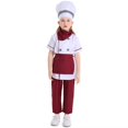 thumbnail image 4 of 2024 Nuevo disfraz de chef pastelero occidental para niños, bonito traje de actuación navideña, uniforme de chef panadero de pasteles de color rojo vino, 4 of 5