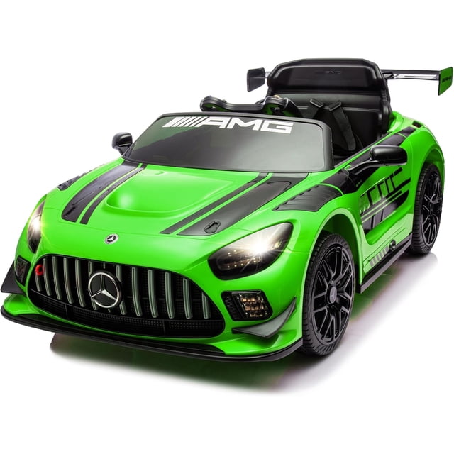 VOLTZ TOYS 24V Mercedes-AMG GT3 Kids Ride-On Racing Car with Premium Leather Seat, High-Speed Performance 24V Power Wheels, Motorized Track Toy with Parent Remote, Green