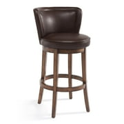 Armen Living Lisbon 30" Bar Height Swivel Wood Bar Stool in Chestnut Finish and Kahlua Pu by Armen Living