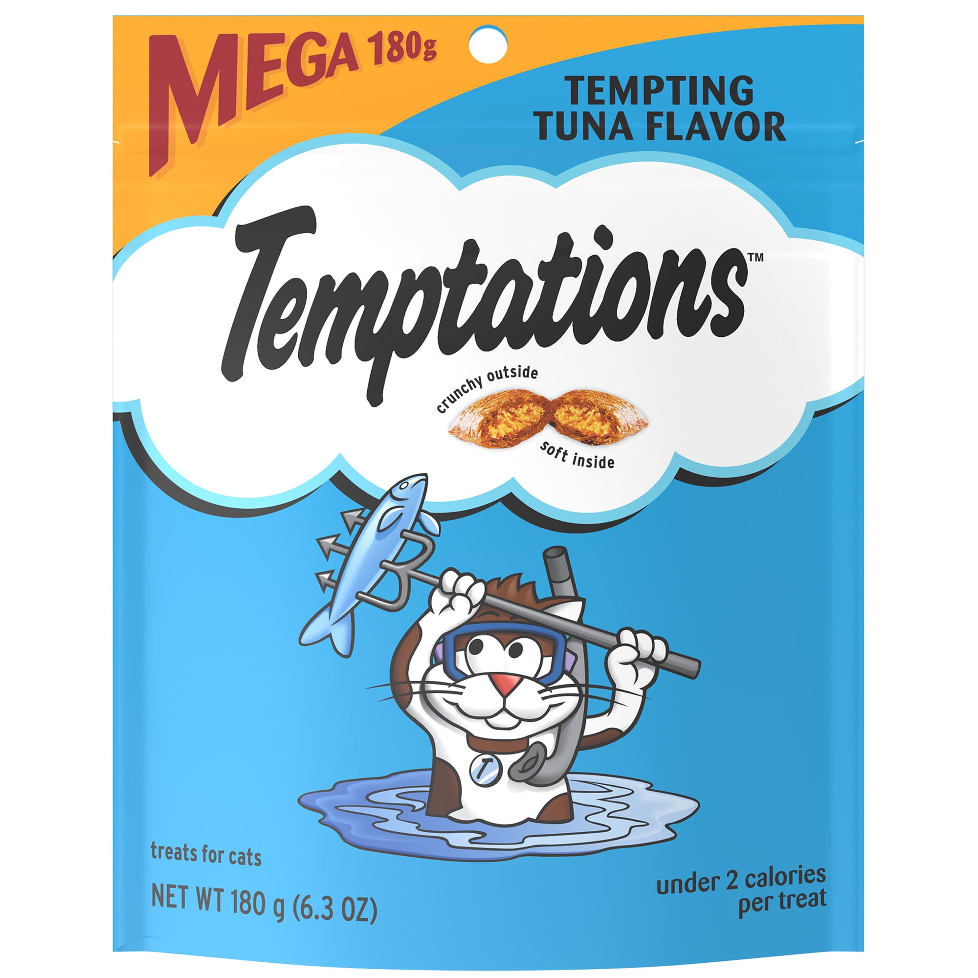 TEMPTATIONS Classic Crunchy and Soft Cat Treats Tempting Tuna Flavor, 6.3 oz. Pouch