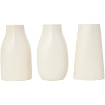 DecMode 5"W, 9"H Minimalistic Dimensional Cream Ceramic Vase with Varying Shapes, Set of 3