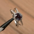 thumbnail image 2 of round cut alexandrite ring engagement ring June birthstone 14K Solid White Gold Ring wedding ring, 2 of 4