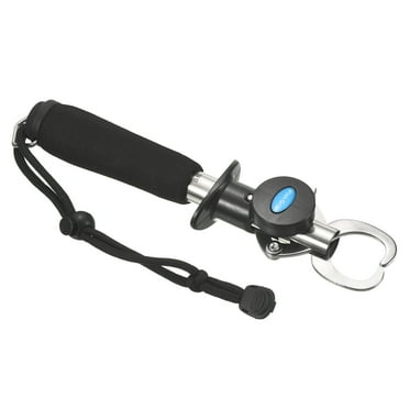 Uxcell Stainless Steel Fish Lip Grip with Scale Max 33 LB Fish Grabber with Strap Measure Tape, Black