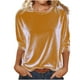 thumbnail image 2 of Ounisa Womens Velvet Tops Trendy Dressy Casual 3/4 Length Sleeve Round Neck Elegant Blouses, 2 of 7