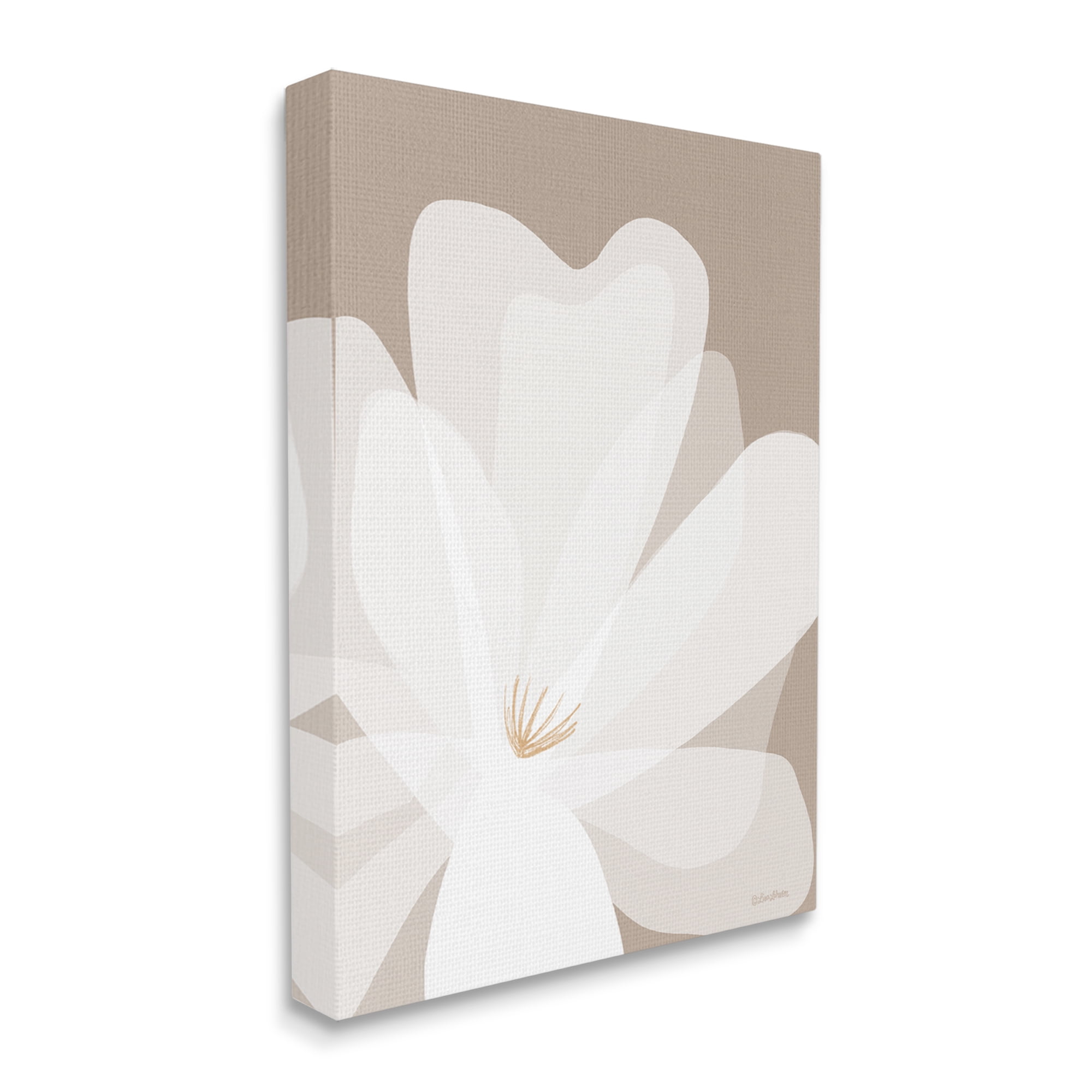 Stupell Industries Beige Modern Lily Botanical & Floral Painting Gallery Wrapped Canvas Art Print Wall Art, 16 x 20
