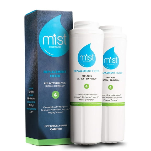 Mist UKF8001 Refrigerator Water Filter Replacement Cartridge for Maytag, Whirlpool Filter 4 Everydrop EDR4RXD1, 4396395, Kenmore 46-9005, RWF0900A, 2-Pack
