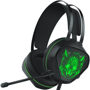 Ecomoment Gaming Headset for PC, PS5, Xbox Series X/S, Xbox One, Switch, MAC, Xbox Headset with Noise Canceling Microphone, Wired Over-Ear Gaming Headphones with RGB Light&Bass Surround，Green