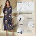 thumbnail image 5 of FKELYI Purple Rose Skull Print Women Zip Up Robe Nightgowns Comfy House Coats Full Length Sleepwear House Dress Long Sleeve Bathrobe with 2 Pockets for Ladies, M, 5 of 6