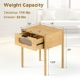 thumbnail image 3 of Gymax 2PCS Bamboo Nightstand Farmhouse Bedside Table w/ Tempered Glass Decorated Drawer, 3 of 10