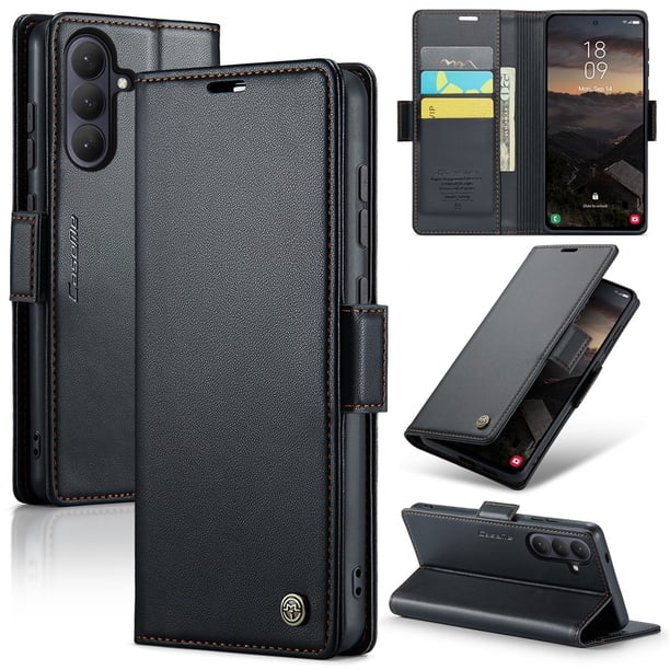 CaseMe Funda de Cuero para Samsung Galaxy S26+ 5G con Bloqueo RFID, para Samsung Galaxy S26+ 5G Funda para Mujer y Hombre, Tarjetero con Cierre Magnético, Funda Tipo Folio, Negro, para Galaxy S26+ 5G