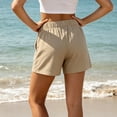 thumbnail image 6 of MLCDZ Womens Cotton Linen Shorts Casual Loose Summer Drawstring Elastic Waist Pleated Zipper Button Tailored Shorts Beach Vacation Versatile Short Pants, 6 of 8