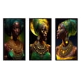 thumbnail image 2 of Designart "African Queen in Emerald Moonlight II" Contemporary Glam Framed Wall Art Set Of 3 - Green Woman African American Frame Canvas Set For Living Room Decor, 2 of 6