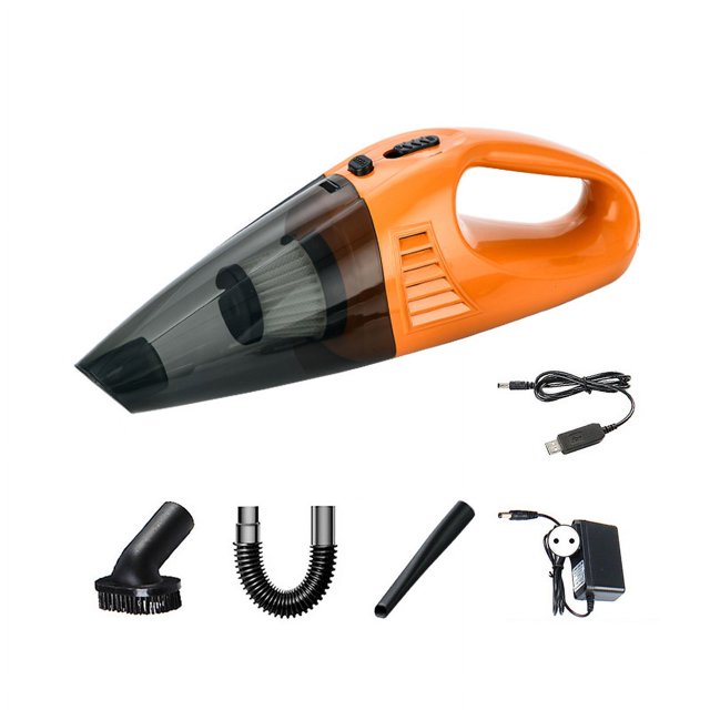 Aspiradora de mano portátil inalámbrica para uso doméstico con enchufe europeo - Aspiradora ergonómica para coche en seco y húmedo de color naranja