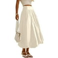 thumbnail image 7 of cocolona Womens Skirts for Women Summer Elastic High Waist Flowy Midi Skirts Fashion Casual Loose Beach Vacation A Line Skirts Beige XL, 7 of 7