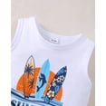 thumbnail image 4 of Kucnuzki 3T Toddler Boys Outfit Set 4T Child Boy Summer Clothes Sleeveless Letter Print Tank Top Coconut Trees Shorts Sets 2pcs Causal Clothing White, 4 of 7