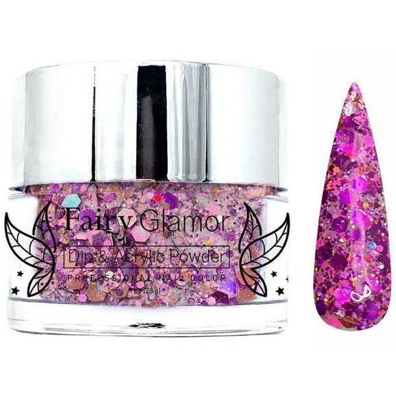 Dark Pink Chunky Glitter Dip and Acrylic Nail Powder 1oz | Faraway Kingdom