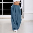thumbnail image 2 of Bibifish Womens Pants Slate Pleated Waist Lightweight Baggy Tapered Leg Pants Outdoor Trips Daily Wear Trousers With Side Pockets, 2 of 6