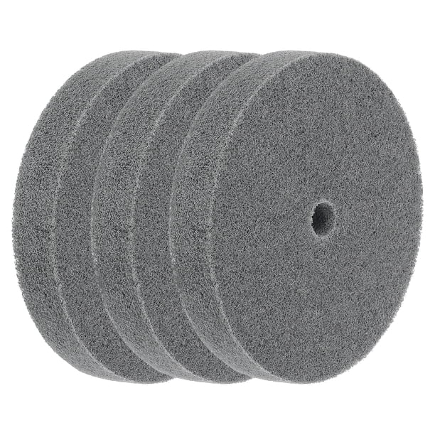 Uxcell 3pcs 6" x 1" 180 Grano 5P Rueda de Pulido de Fibra de Nylon con Arbor de 5/8", Discos de Rueda de Desbarbado Abrasivo para Máquina de Pulido de Esmeril de Banco