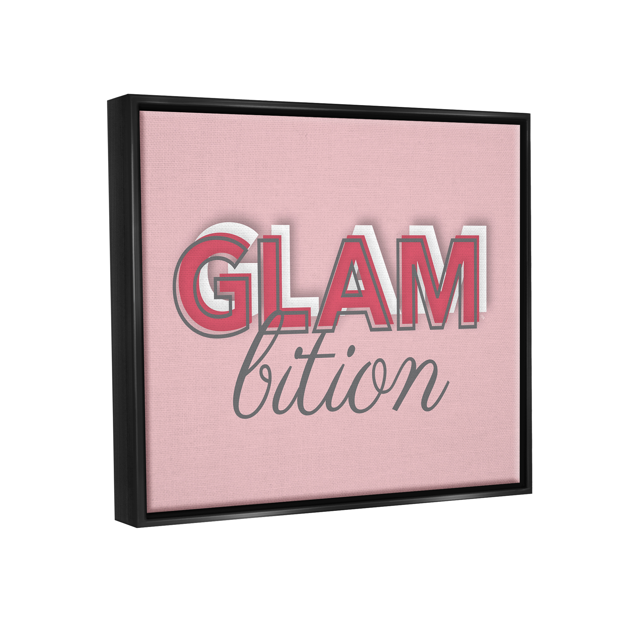 Stupell Industries Chic Glambition Typography Trendy Fashion Text Graphic Art Jet Black Floating Framed Canvas Print Wall Art, Design by Martina Pavlova