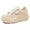 Beige, variant on Women's Fashion Platform Sneakers Comfortable Lace Up Canvas Casual Shoes For Everyday Wear Lightweight Breathable Walking Footwear